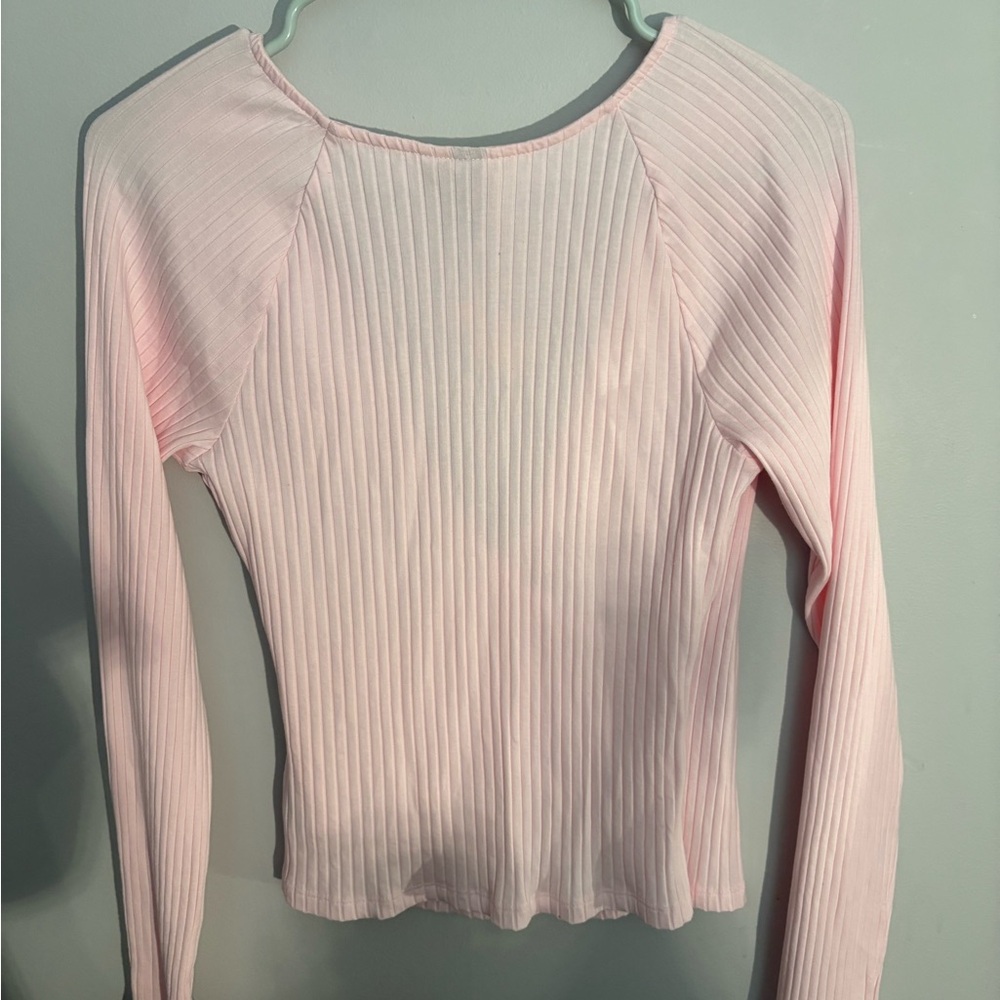 Universal Thread Light Pink Ribbed Crossover Top - Picture 3 of 3